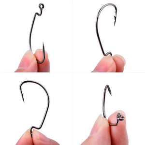 10pc/ Box Fishing Hook weedless for Soft Worm Lure Fish Barbed
