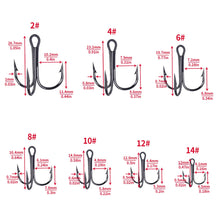 Load image into Gallery viewer, 20pc High Carbon Steel Treble Fishing Hooks 2# 4# 6#8# 10# 12#14# Set