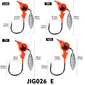 5PCS Weighted Fishing Hooks 3.5g-5g-7g-10g Jig Head Hook Spinner Spoon Fishing Tackle