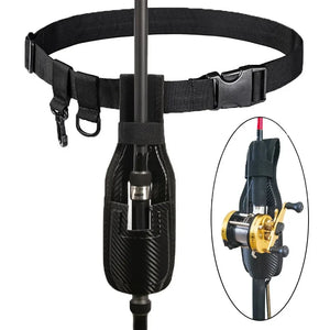 waist rod holder fishing gear accessory with adjustable rod insertion device