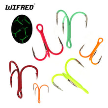 Load image into Gallery viewer, 10pcs Luminous Fishing Treble Hooks Barbed Sharp Triple Tackle