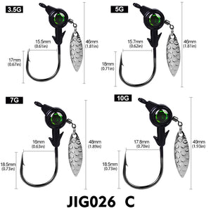 5PCS Weighted Fishing Hooks 3.5g-5g-7g-10g Jig Head Hook Spinner Spoon Fishing Tackle