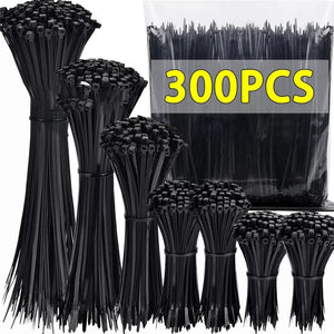 300/100Pcs Plastic Nylon Cable zip Ties Cord Ties Straps Fastening Reusable