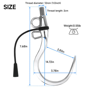 Double Hole Fishing Gaff Hook with 1/2 UNC Stainless Steel