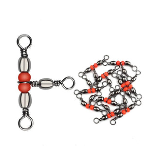 Fishing Connector Three Way Barrel Swivel Snap Ring With Beads