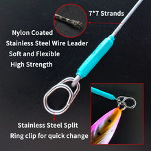 Load image into Gallery viewer, 4PCS 7*7 strands Stainless Steel Wire Leader With Bearing Swivel &amp; Clip Fishing