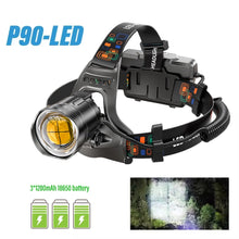 Load image into Gallery viewer, LED Headlamp Headlight with XHP90 Lamp Beads Waterproof Power Display