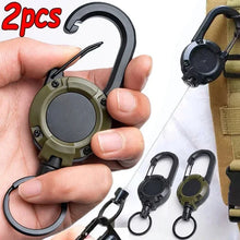 Load image into Gallery viewer, 1/2pcs Heavy Duty Retractable Keychain Pull Badges ID Carabiner Rope Buckle