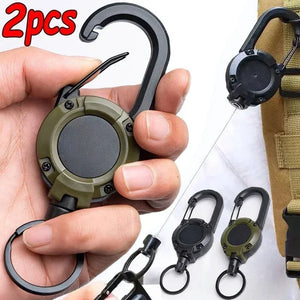 1/2pcs Heavy Duty Retractable Keychain Pull Badges ID Carabiner Rope Buckle