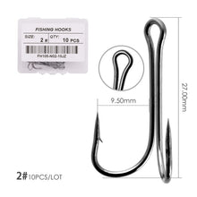 Load image into Gallery viewer, 10pcs/box Double Fishing Hook Carbon Steel Barbed Jig Hook Soft Lure Fish Accessories