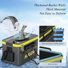 Load image into Gallery viewer, Portable Foldable live bait Fishing Bucket with Aeration Hole Oxygen Pump EVA