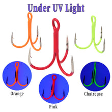 Load image into Gallery viewer, 10pcs Luminous Fishing Treble Hooks Barbed Sharp Triple Tackle