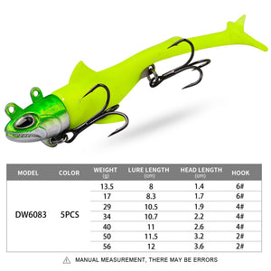 1PC Jig Head Soft Bait 13.5g-56g Sinking Silicone Lure With Jig head Hook Trolling Fishing Tackle