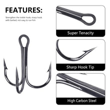 Load image into Gallery viewer, 20pc High Carbon Steel Treble Fishing Hooks 2# 4# 6#8# 10# 12#14# Set