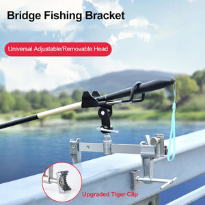 Boat Fishing Rod Fishing Support Holder Adjustable 360 Clamp On to Rack bridge