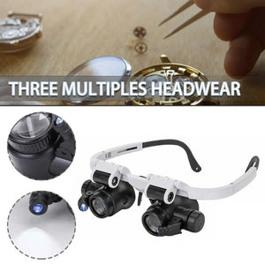 2XLED Watch Jeweller Repair Magnifier eye glasses Adjustable Magnifying Head