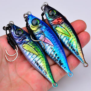 1PCS Sea Fishing Jigs Bait 7g-80g Metal Jigging knife Lure slimy looking Sinking life like 3d eye