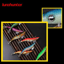 Load image into Gallery viewer, 10x Shrimp Squid Jig set +bag 3D Printing 2.5 3.0 3.5 Hook Luminous Fishing Wood