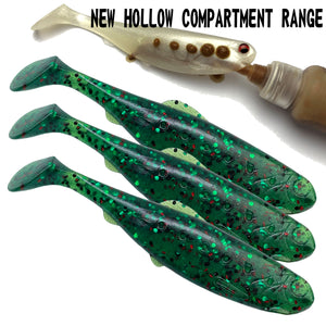 Corona green paddle tail soft plastic new hollow compartment pack of 3