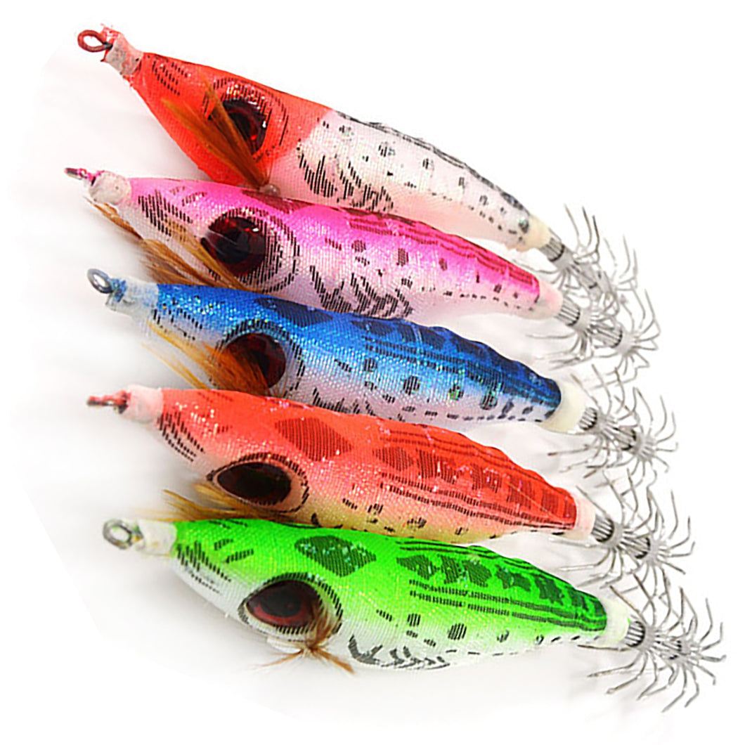 5PCS 3.5#Hook Luminous Artificial Hard Bait Saltwater Squid Jig Body Shrimp Octopus Cuttlefish For Fishing Jigs Lure Sea Tackle