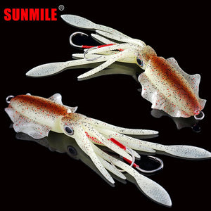 SUNMILE Fishing Soft Squid Lure 60g/80g/100g/120g/150g Luminous/UV Squid Jig Fishing Lures