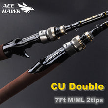 Load image into Gallery viewer, 2.1m M/ML Double Tip Fishing Rod 4-15g Casting &amp; spin Light Jigging 2 Sections Quality