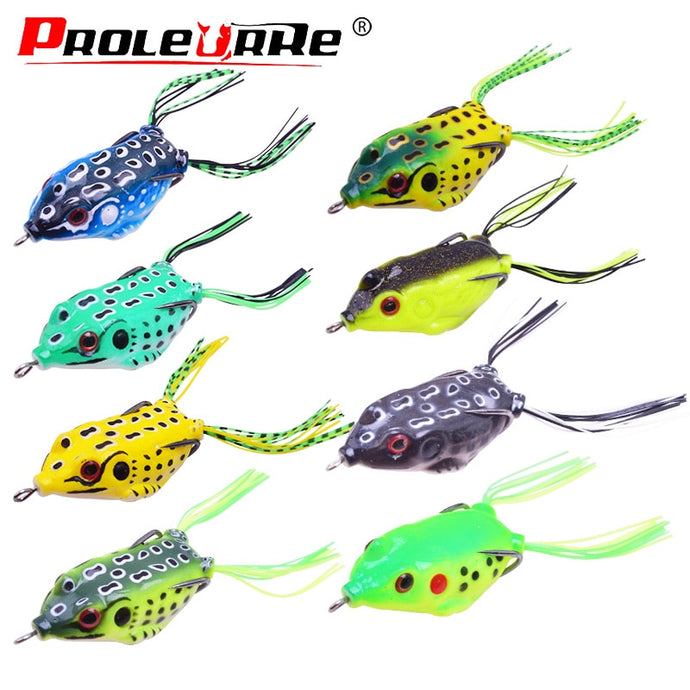 8PCS Mixed Color Frog Soft Lure Set Top Water Wobblers Rubber Artificial Baits for Snake Head Gear Lures Kit Fishing Tackle