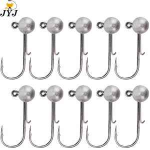 10pcs/lot NED jigs head hook 1g-20g All size Round Ball Jig Head Hook Long Shank hooks For Soft plastic lure Fishing