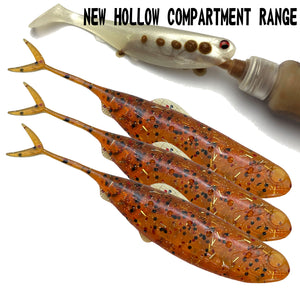 Pappy's secret orange fork tail soft plastic new hollow compartment pack of 3