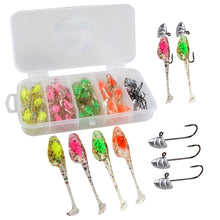 Load image into Gallery viewer, 5cm 0.8g T Paddle Tail Shad Fishing Lure Soft Lure Artificial Bait Lure jig hook set
