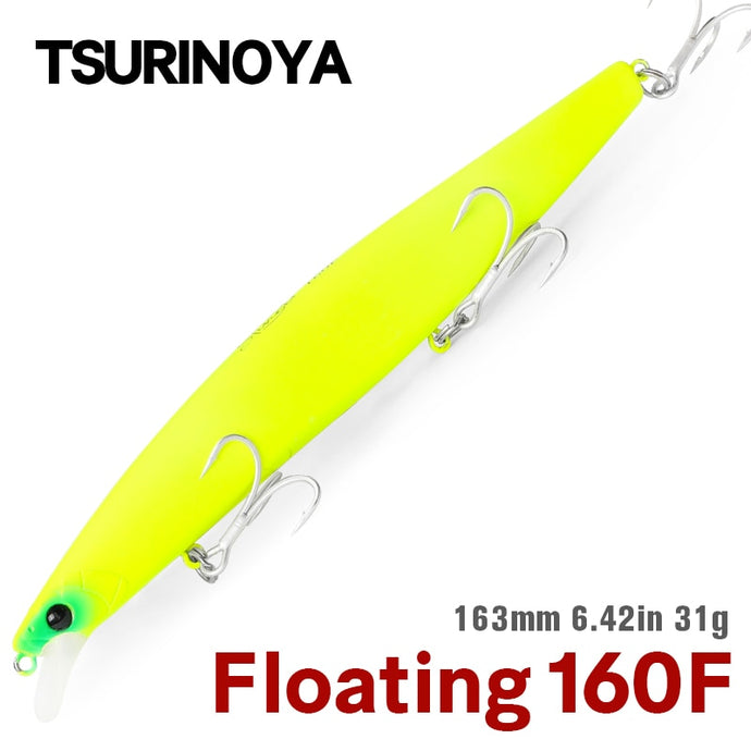 TSURINOYA 160F Ultra-long Casting Floating Minnow Fishing Lure DW110 STINGER 163mm 31g Sea Fishing Hard Bait Baits