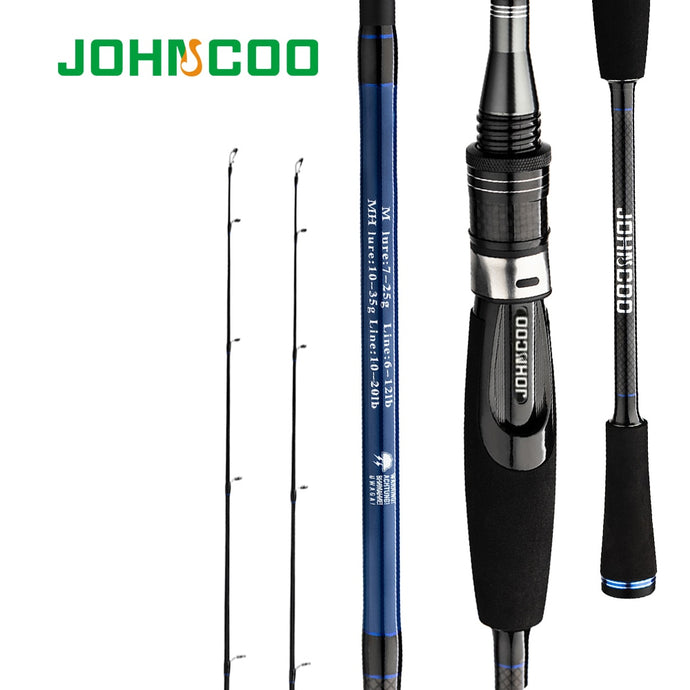 JOHNCOO Casting Spinning Fishing Rod Power M MH Carbon Rod Pole 2 Section Fiber Baitcasting Fishing Rod