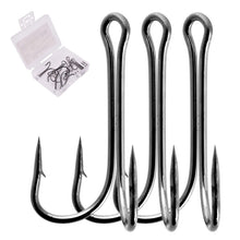 Load image into Gallery viewer, 10pcs/box Double Fishing Hook Carbon Steel Barbed Jig Hook Soft Lure Fish Accessories