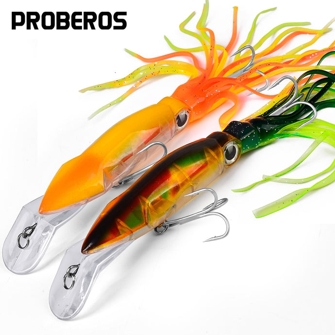 1PCS Floating squid swim lure 23cm-40g Fishing Lures Top water Artificial Hard Bait With Skirt