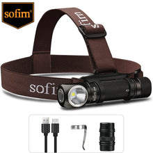 Load image into Gallery viewer, Sofirn SP40 Headlamp LED EDC 18650 Rechargeable Headlight 1200lm Bright Outdoor Fishing Torch with Magnet Tail Cap