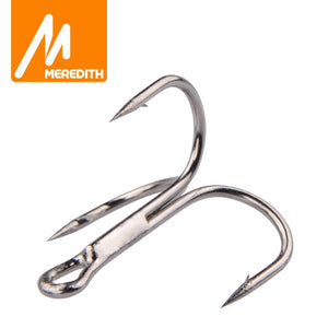 MEREDITH 20Pcs/lot 4# 6# 8# Fishing Hook High Carbon Steel Treble Overturned Hooks Fishing Tackle Round Bend Treble