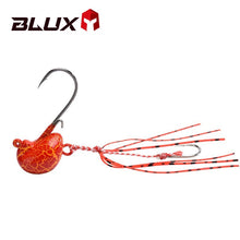 Load image into Gallery viewer, 20g 30g 40g weighted jig head hook for bait or soft lure swimming Rubber Skirt and stinger hook